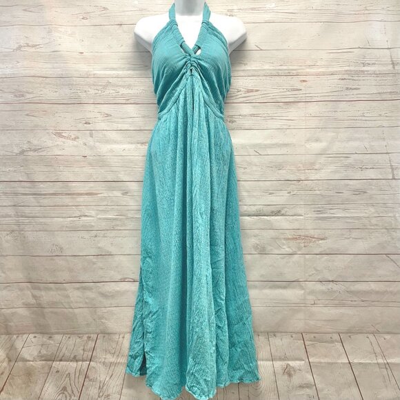 Mara Hoffman Annika Turquoise Swim Halter Dress - Picture 1 of 9